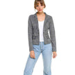 Women Grey Checkered Blazer Casual Style Jacket