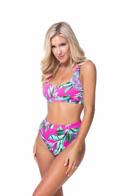 Floral Ribbed Bikini Sets S-L.