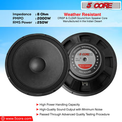 5Core 15 Inch Subwoofer Speaker 2000W Peak 8Ohm Full Range Replacement