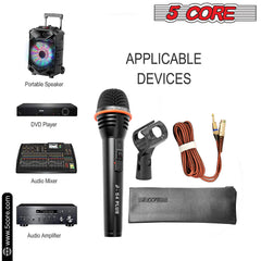 5Core XLR Microphone Dynamic Mic Karaoke Singing Studio Mics Handheld