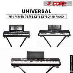 5Core Keyboard Stand Single X Style Adjustable Lift Piano Riser For 49