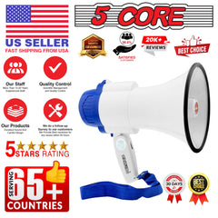 5Core Megaphone Bullhorn Speaker 30W Mini Bull Horn Battery Power