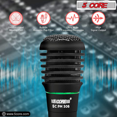 5Core XLR Microphone Dynamic Mic Karaoke Singing Studio Mics Handheld