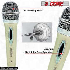 5Core XLR Microphone Dynamic Mic Karaoke Singing Studio Mics Handheld