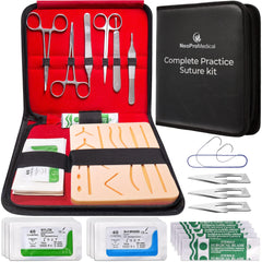 Complete Sterile Suture Practice Kit for First Aid Field Emergency