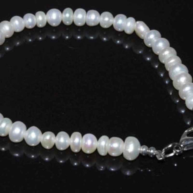 White Pearl Beaded Bracelet Classic Elegant Jewelry