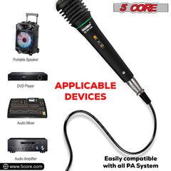 5Core XLR Microphone Dynamic Mic Karaoke Singing Studio Mics Handheld