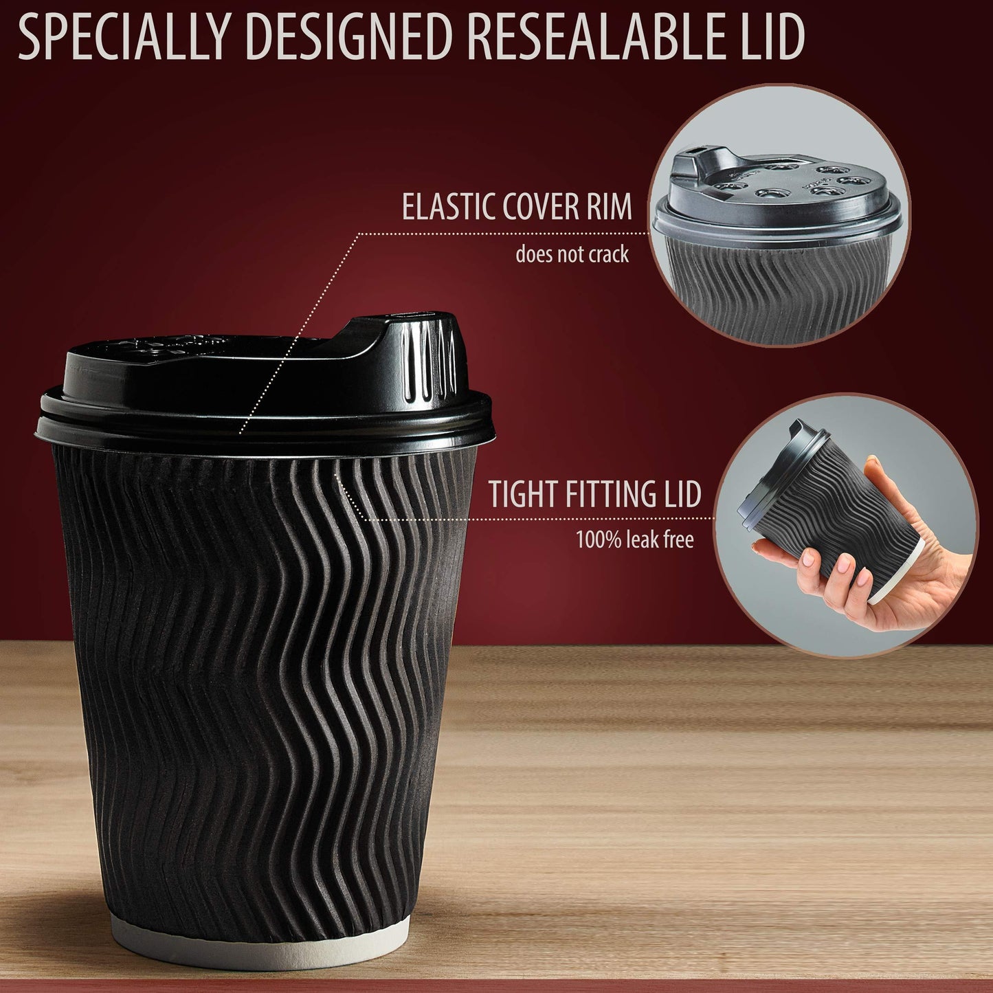 Insulated Coffee Cups 12oz 100-Pack