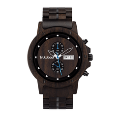 Montre-bracelet en bois d'obsidienne