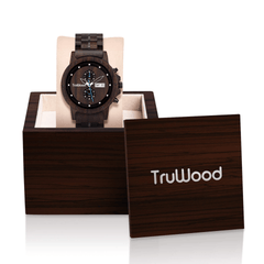 Montre-bracelet en bois d'obsidienne