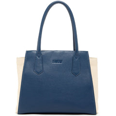 Sac fourre-tout en cuir bleu ivoire Jody