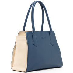 Sac fourre-tout en cuir bleu ivoire Jody