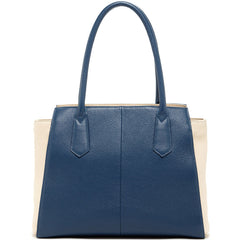 Sac fourre-tout en cuir bleu ivoire Jody