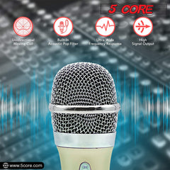 5Core XLR Microphone Dynamic Mic Karaoke Singing Studio Mics Handheld