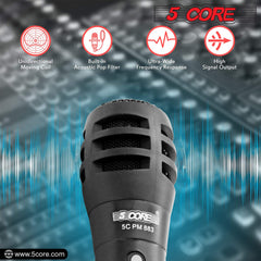 5Core XLR Microphone Dynamic Mic Karaoke Singing Studio Mics Handheld