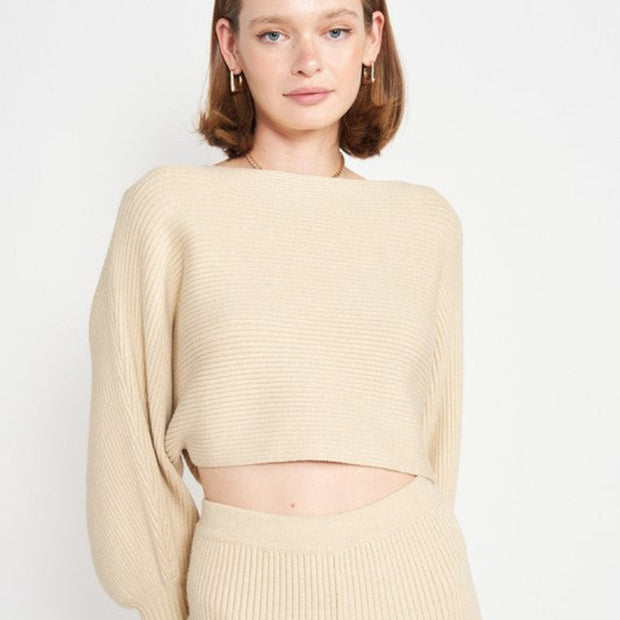 Women’s Ribbed Knit Crop Top & High-Waist Pant Set