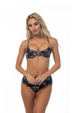 Conjunto de bikini floral negro