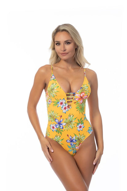 Maillot de bain une pièce à fleurs lumineuses 