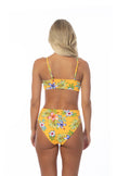 Bikini floral de cintura alta 