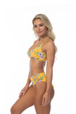 Bikini floral de cintura alta 