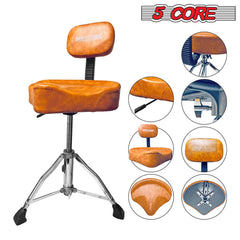 5Core Drum Throne Padded Guitar Stool Backrest Drummer Seat for Adults