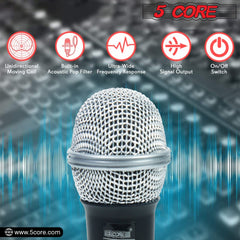 5Core XLR Microphone Dynamic Mic Karaoke Singing Studio Mics Handheld