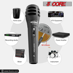 5Core XLR Microphone Dynamic Mic Karaoke Singing Studio Mics Handheld