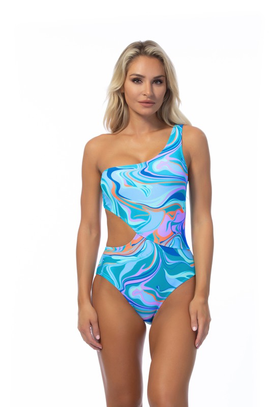 One Shoulder Wave One Piece