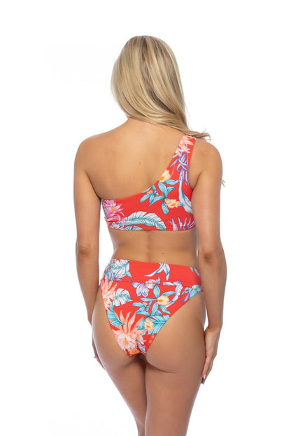 Red Tropical One Shoulder