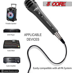 5Core XLR Microphone Dynamic Mic Karaoke Singing Studio Mics Handheld