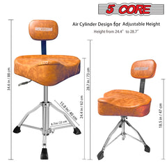 5Core Drum Throne Padded Guitar Stool Backrest Drummer Seat for Adults