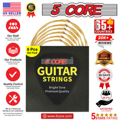 5Core Acoustic Guitar Strings 0.010-0.047 Steel Gauge Heavy Duty w