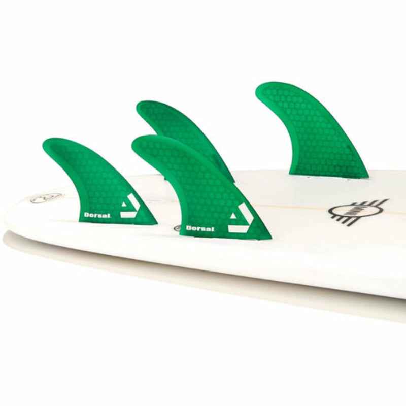 FCS Surfboard Fin Set Green Thruster Design