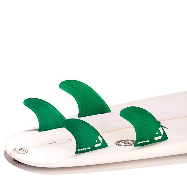 FCS Surfboard Fin Set Green Thruster Design