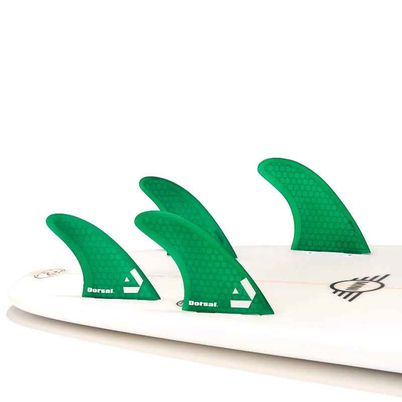 FCS Surfboard Fin Set Green Thruster Design