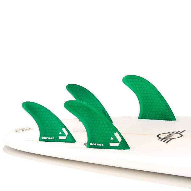 FCS Surfboard Fin Set Green Thruster Design