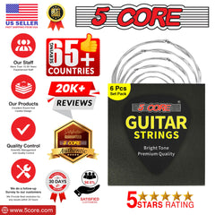 5Core Acoustic Guitar Strings 0.010-0.048 Steel Gauge Heavy Duty w