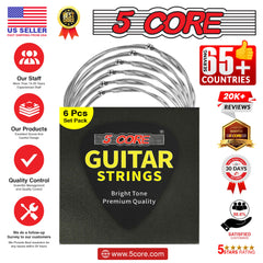 5Core Electric Guitar Strings Nickel 0.009-.042 Gauge w Bright Tone