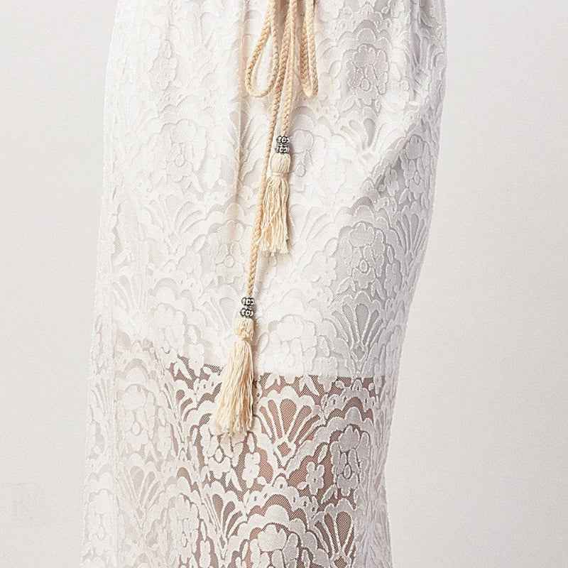 Women Lace Wide Leg Pants High Waist Elegant Style
