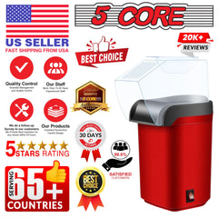 5Core Popcorn Machine 16 Cup Hot Air Popper Mini Portable Electric Pop