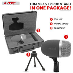 5 Core Tom Snare Mic Cardioid Dynamic Microphone for Drum Kit