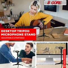 5Core Tripod Desktop Mic Stand Universal Desk Microphone Holder Table