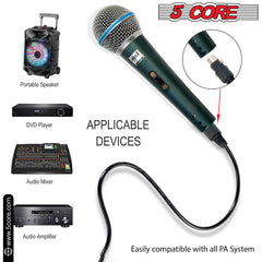 5Core XLR Microphone Dynamic Mic Karaoke Singing Studio Mics Handheld