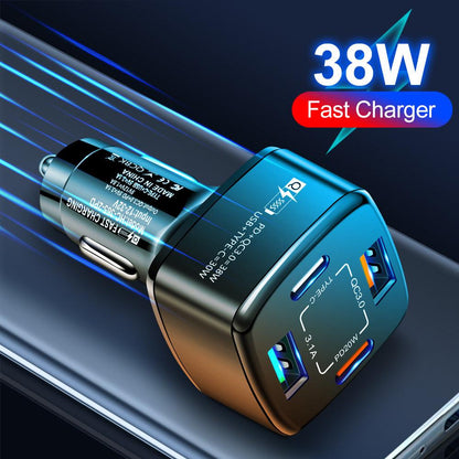 PBG 4-Port Car Charger: 2 PD & 2 USB - Fast, Universal Charging