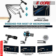 5Core Microphone Stand Suspension Desk Scissor Boom Arm w Shock Mount