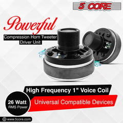 5Core Compression Driver 200W Peak Power Aluminum Tweeter Diaphragm 8