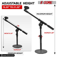 5Core Round Base Desktop Mic Stand Universal Desk Microphone Holder