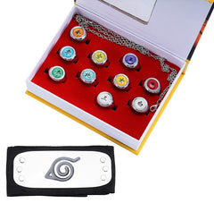 Akatsuki Rings Set 10pcs With Hairband and Chain Cosplay Itachi