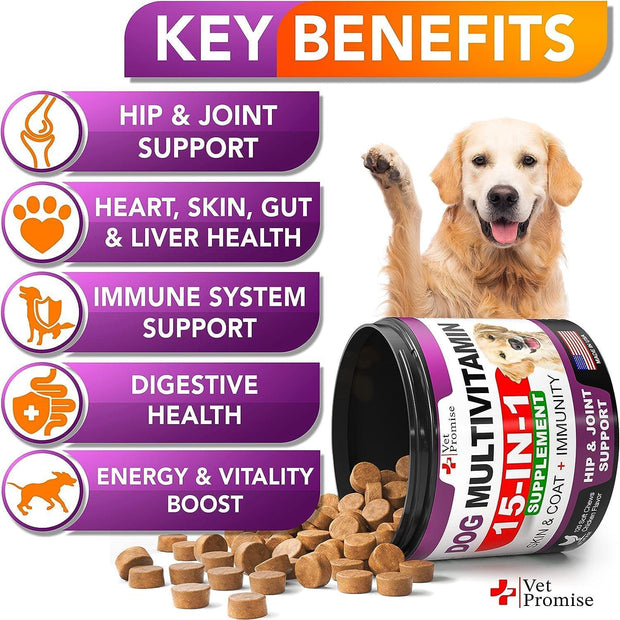 (Paquete de 2) Multivitamínico masticable para perros con glucosamina