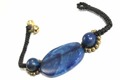 Bracelet en tranches et rondelles d'agate bleue